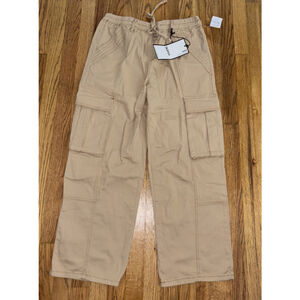Almost Famous Cargo Pants Irish Cream Skater Drawstring Jogger Juniors Large NWT